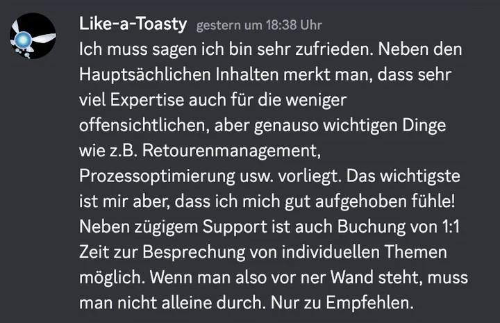 Nachricht eines Mitglieds im Happy-Arbitrage-Discord