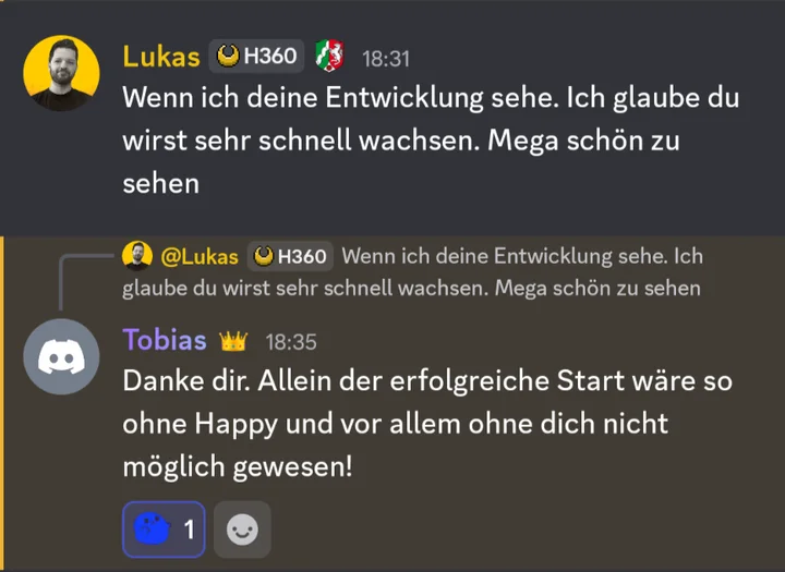 Nachricht eines Mitglieds im Happy-Arbitrage-Discord