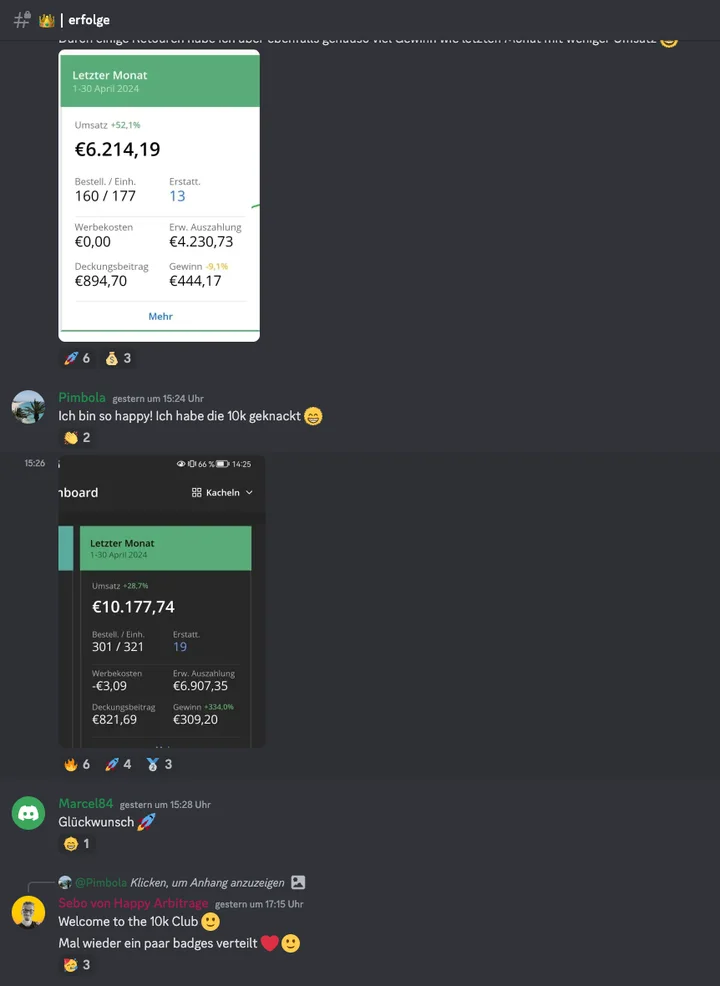 Nachricht eines Mitglieds im Happy-Arbitrage-Discord