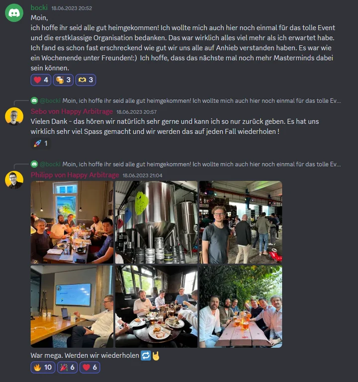 Nachricht eines Mitglieds im Happy-Arbitrage-Discord