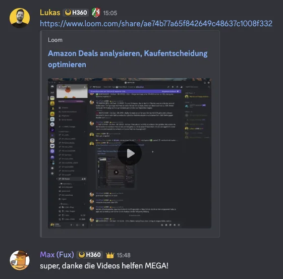 Nachricht eines Mitglieds im Happy-Arbitrage-Discord