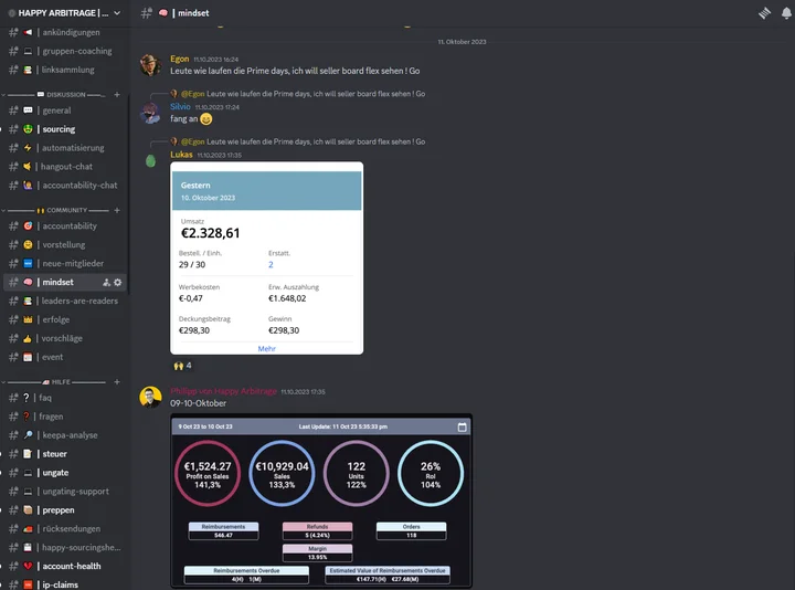 Nachricht eines Mitglieds im Happy-Arbitrage-Discord