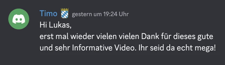 Nachricht eines Mitglieds im Happy-Arbitrage-Discord